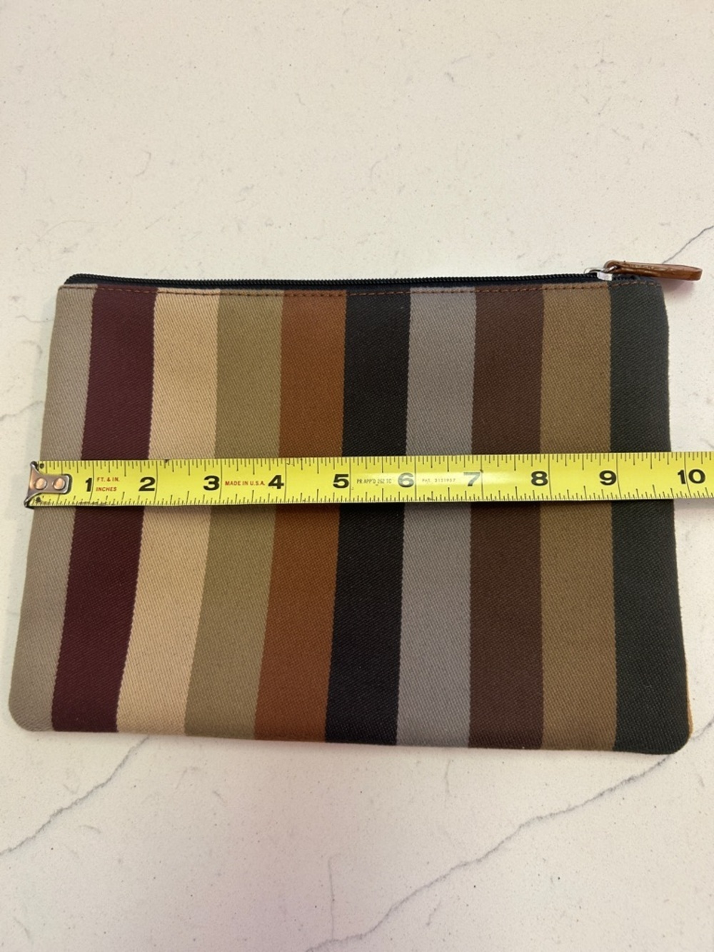 Todd Oldham By La-Z-Boy Earth Toned Striped Fabric Cosmetic Pouch View 4